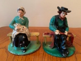 Vintage Cast Iron Amish Man & Woman Bookends. They are 5