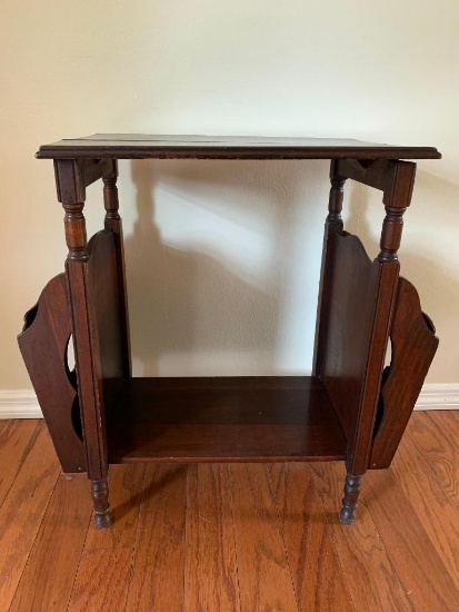 Wood Side Table w/Magazine Racks. This is 23" T x 18" W x 13" D - As Pictured