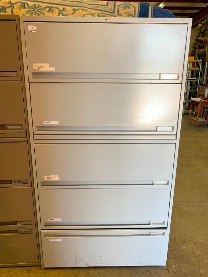 65" x 36" x 18" Lateral Metal Filing Cabinet w/5 Drawers