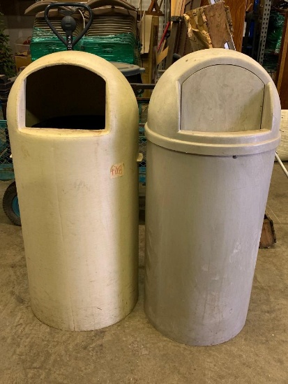 39" Tall Pair of Trash Cans. One w/Lift off Lid - As Pictured