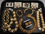 Gold, Black & Cream Tone Lot of Misc Ladies Jewelry Incl. Brooch, Earrings, Bracelets & Necklaces