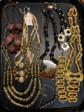 Gold & Black Tone Lot of Misc Ladies Jewelry Incl. 6 Necklaces & Bracelet - As Pictured
