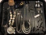 Silver & Black Tone Misc Ladies Jewelry Incl. Necklaces, Ring & Earrings - As Pictured