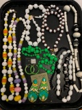 Retro 70's Lot of Misc Ladies Jewelry Incl. Earrings & Necklaces - As Pictured