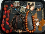Misc Lot of Copper & Gold Tone Ladies Jewelry Incl Earrings & Necklaces - As Pictured