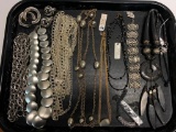 Misc Silver Tone Lot of Ladies Jewelry Incl Bracelet & Necklaces - As Pictured