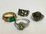 Set of 4 Ladies Rings 935 Silver WT = 18.6 grams