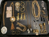 Misc Lot of Gold Toned Jewelry, Includes Earrings, Necklace and More