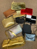 Large Lot of Black and Metallic Fashion Purses/Clutches