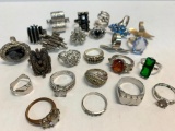 Large Lot of Silver Toned Rings