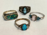 Set of 4 Ladies Rings 925 Silver. WT = 14.6 grams