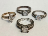 Set of 4 Ladies Rings 925 Silver. WT = 13.8 grams