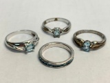 Set of 4 Ladies Rings 925 Silver. WT = 8.8 grams