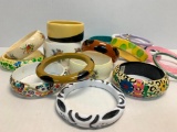 Lot of Multi Colored Plastic & Wood Bangle Bracelets