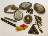 Pair of Brooch Style Necklaces & More - As Pictured