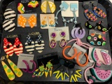Large Lot of Misc Earrings, Brooch & Necklace - As Pictured