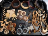 Natural Wood Jewelry Incl Bracelets, Earrings & Necklaces - As Pictured