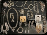 Party Bling Lot Incl Brooches, Earrings, Necklaces & Bracelets - As Pictured