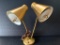 Mid-Century Modern Polished Gold Tone Metal Dual Bulb Mounted/Desk Lamp