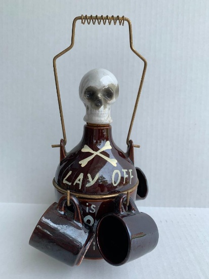 Vintage Ceramic Skeleton Drink Set. This is 7" Tall - As Pictured