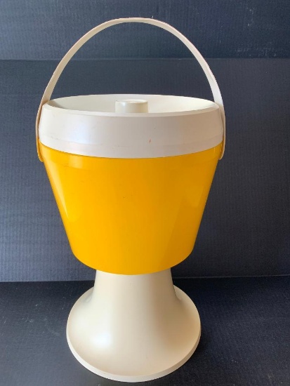 Retro Yellow Plastic Cooler. This is 16" Tall. This has Some Stains from Use