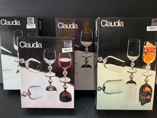 Claudia Fine Crystal Glasses. Incl 6-190 Ml. Wine Glasses, 6-340 Ml Goblets & 6-180 Ml. Champange