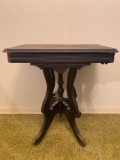 Antique Lamp Table. Has Damage on the Top, Split & Missing Left Side Board.