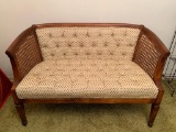 Cute Cane Sided Wood Loveseat Bench. Has Stain on the Seat. This is 30