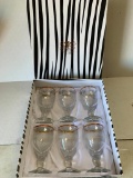 Set of 12 Gold Trim Drinking Glasses