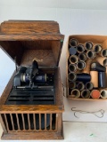 Working Oak Edison Cylinder Phonograph w/22 Edison Amber Rolls