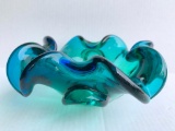 Blown Glass Ashtray w/Ground Bottom. Has Minor Chipping on Ground Area. This is 8