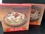 Two Piece Lot Incl 2 Pie Plates w/Decorative Cover-Strawberry & Cherry New in Box