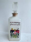 Retro Frosted Glass Scotch Bottle w/Piano Accent. This is 9.5