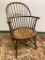 Vintage Windsor Sac Back Armchair w/Rush Seat. The Seat is Discolored. It is 37