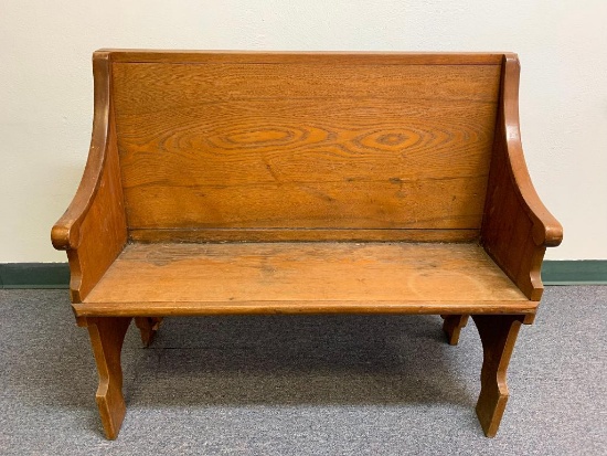 Small Church Pew Bench w/Kneeler. This is 32" T x 36" W x 16" D