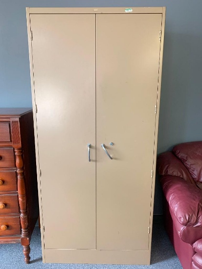 Double Door Metal Cabinet w/4 Shelves. This is 78" T x 36" W x 18" D