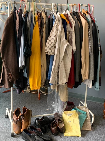 Lot of Nice Men's Clothes Incl Shirts, Pants, Sweaters, Dress Coats & Shoes Sizes L-XL Pants 38 x 30