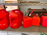 5 Plastic Gas Cans of Various Sizes