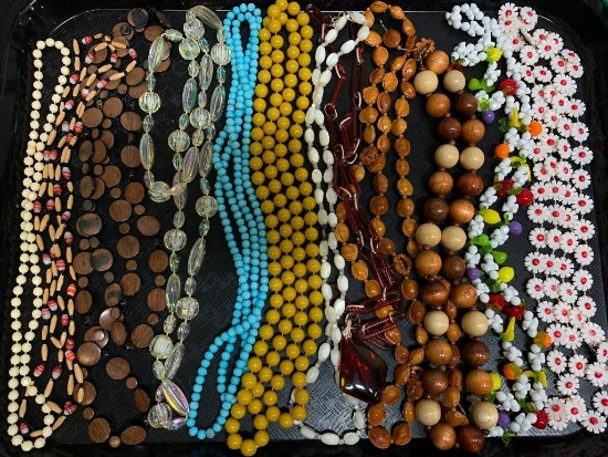 Large Lot of Beaded, Wood & Plastic Necklaces