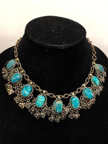 Turquoise Tone & Metal Necklace