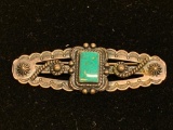 Turquoise & Sterling Silver Brooch. This is 2.25