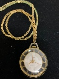 Gold Tone Watch Pendant Necklace