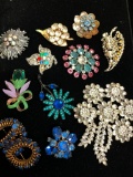 Group of Rhinstone Brooches.