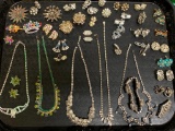 Large Lot of Rhinestone Necklaces & Earrings