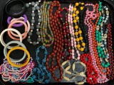 Large Group of Beaded Necklaces & Bangle Bracelets