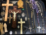 Misc Religious Lot Incl Rosaries & Crucifix