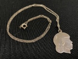 Sterling Silver Silhouette Necklace Weight 4g