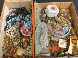2 Box Lot of Misc Broken Costume Jewelry Pieces. Great for Crafting Projects - As Pictured