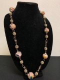 Hand Painted Beaded Necklace & Earring Set