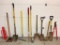 Group of Gardening Tools Incl Shovels, Hoe, Rack, Sledge Hammer & More